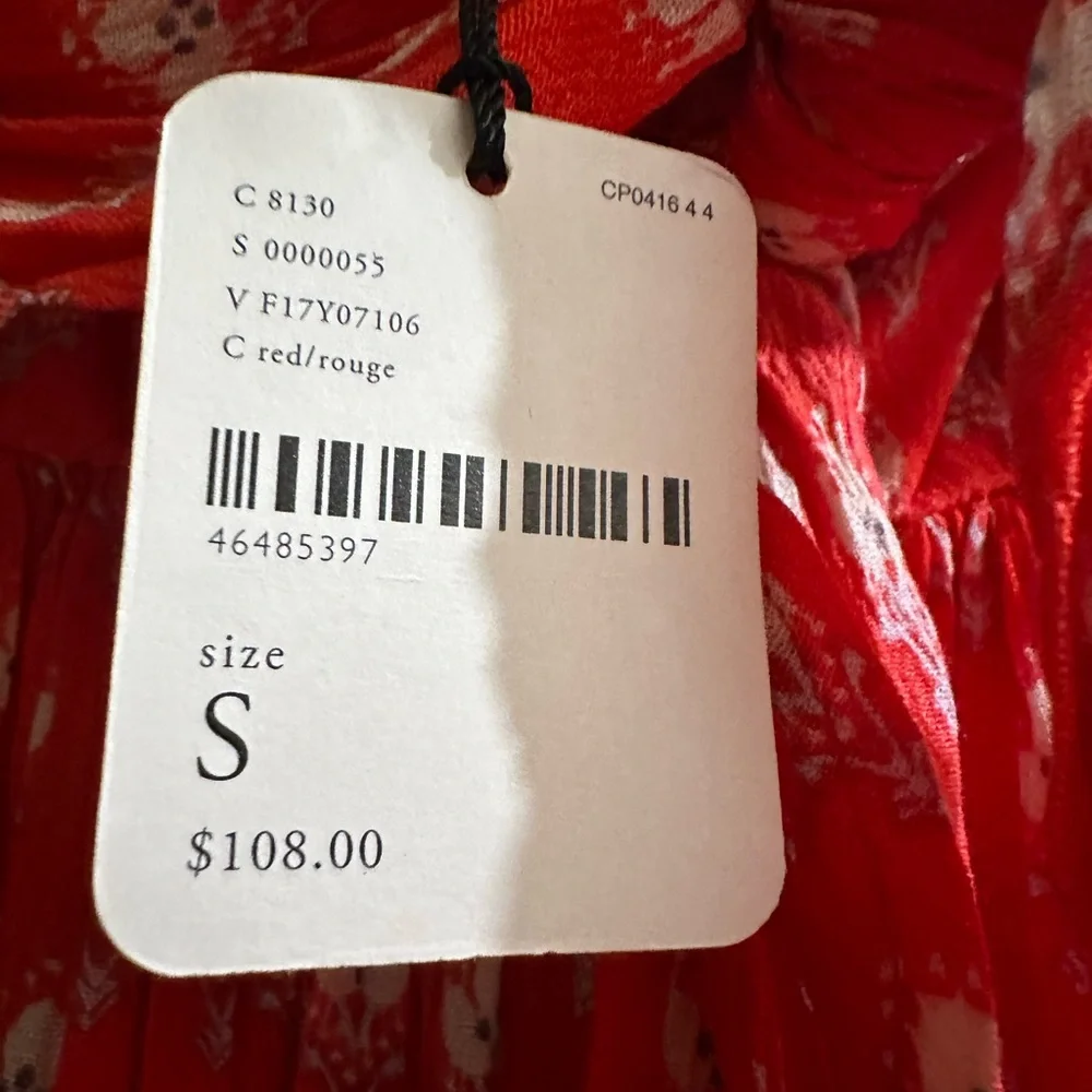 NWT Free People- S unique strapless red flowy dress - Picture 3 of 7